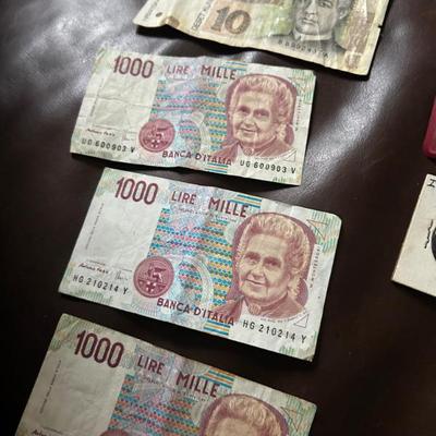 Italian and Croatian bank notes. 