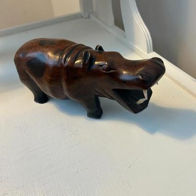 Sale Photo Thumbnail #91: Hand carved wooden Hippo