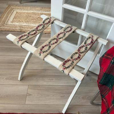 Sale Photo Thumbnail #79: Cross stitch strap luggage rack. 