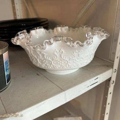Sale Photo Thumbnail #221: Fenton milks glass bowl. 