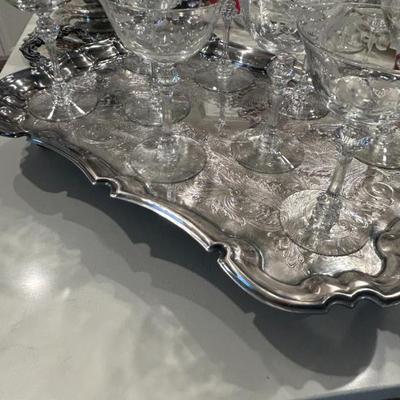 Sale Photo Thumbnail #301: Silver plated heating tray. Missing cord. 