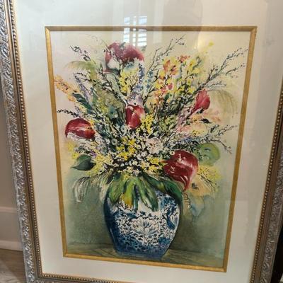 Sale Photo Thumbnail #149: Signed framed floral still life. 