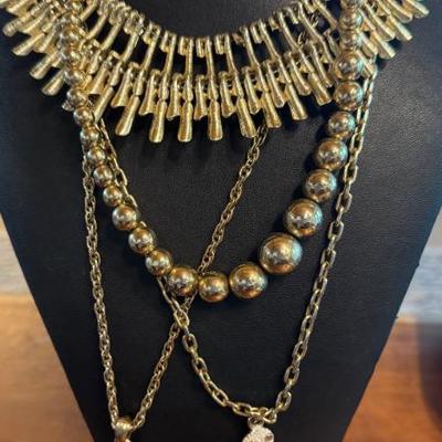 Vintage 80's Gold Tone Necklaces - Coro - Sarah Coventry Limited Edition 1975 - BSK Statement Necklace