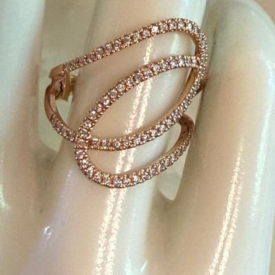 14K Gold & Diamond Modern Ring Size 5.5 But Has A Gold Sizer (could Be Removed) -