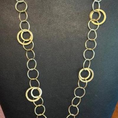 14k Yellow Gold Turkey AR Multi Ring 40 Inch Necklace - Total Weight 14 Grams