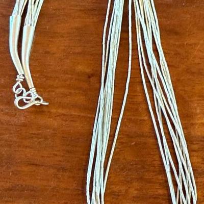 10 Strand Sterling Silver Bead 18 Inch Necklace - 10.03 Grams