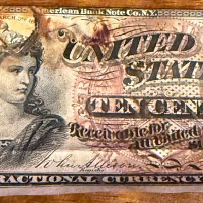 1860s 10 Cent Fractional Paper Currency Allison