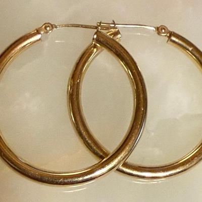 Vintage 14K Gold Israel Hoop Earrings - Total Weight 1.88 Grams