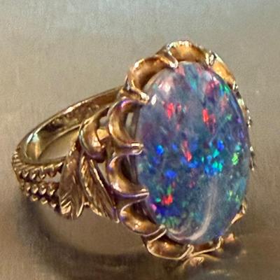 Vintage 12k Gold And Black Sapphire Ring Size 3.75 Total Weight - 7 Grams