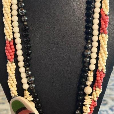 (3) Vintage Stone & Plastic Bead Vintage 80 Necklaces