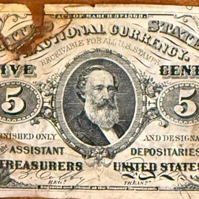 1860s Fractional Currency 5 Cent Paper Colby