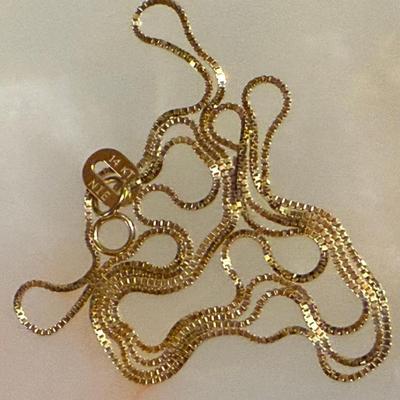 14K Gold Delicate Flat Chain 17 Inch Necklace (as Is) Or For Scrap - Total Weight 1.25 Grams