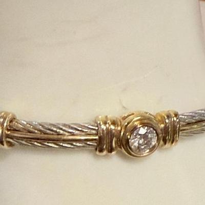 14k White, Yellow Gold 8 Diamond Hinge Bracelet - Weight 23.13 Grams