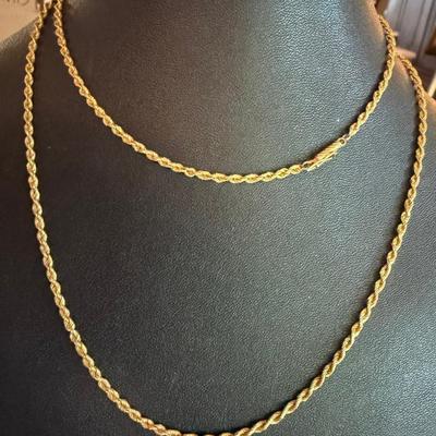 Vintage 14k Gold Twist Chain 30 Inch Necklace - Total Weight 11.61 Grams