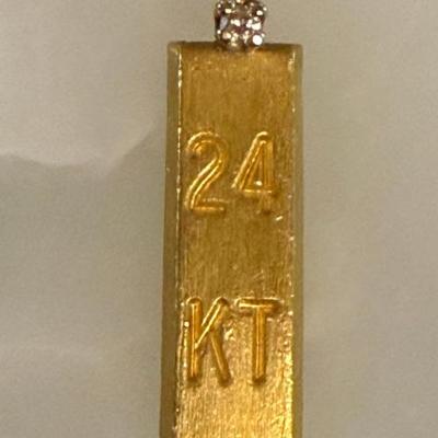 24k Gold Bar 1/8 Ounce With Small Diamond - Weight 4.2 Grams