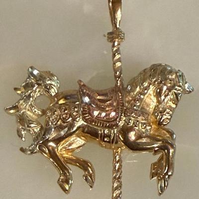 14k Gold Carousel Horse Pendant - Weight 4.87 Grams