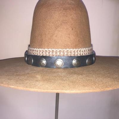 Vintage 27.5 Inch 19 Buffalo Head Nickel Leather Strap Hat Band ( Hat Not Included)