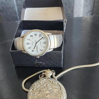 Vintage Timex Watch and Windup Pocketwatch
