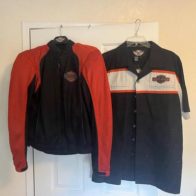 Size M Harley Davidson Mesh Padded Jacket And Size L Button Up