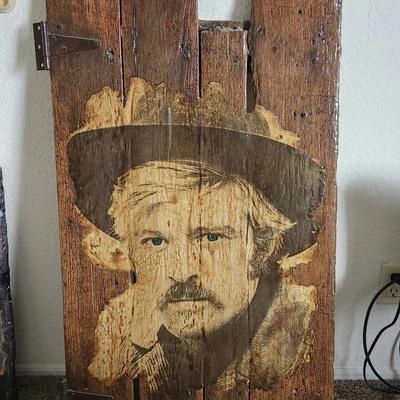 Butch Cassidy (Robert Redford) Decoupage On Antique Hog Door