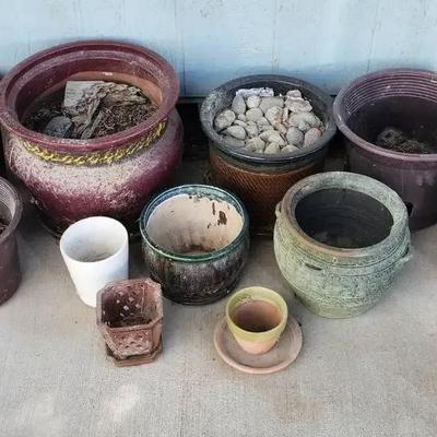 Mystery Lot of Ceramic and Bottom Watering Plastic Pots