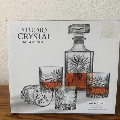 Godinger Studio Crystal Decanter and 4 Highball Glasses