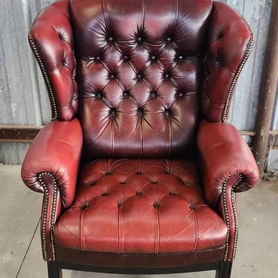 Vintage Nail Studded Wingback Chair