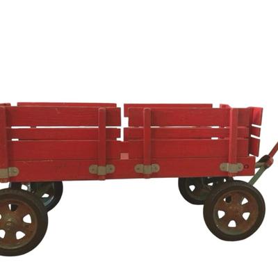 Vintage wood/metal RED wagon 
