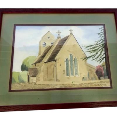 Neil Spencer Signed Church Watercolor