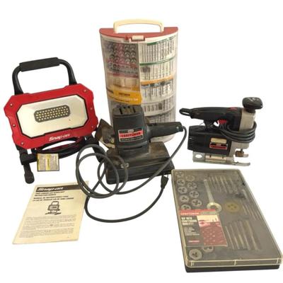 Craftsman Sander & Saw + Snap-On light, Rotary tool set & Dies/Taps/thread cutting accessories 