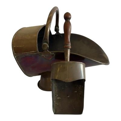 Brass Helmet Coal Scuttle with Coal Scoop