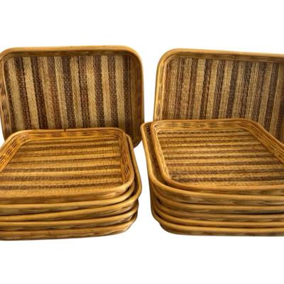 Rattan Woven Trays- Set Of 15