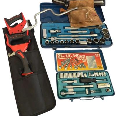Socket Set, tool belt and saw set 