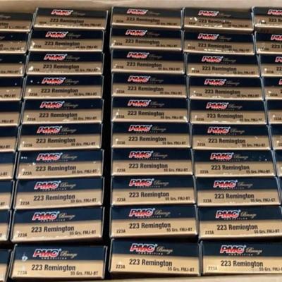 New Shipping Box Of PMC .223 Remington 55gr FMJ-BT 1000 Rounds Total (50 Boxes Of 20 Rounds)