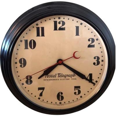 Vintage Postal Telegraph Military Hammond Electric Wall Clock, likely from the 1930s