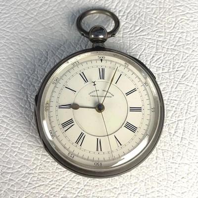 Antique Victorian Sterling Silver Centre Seconds Chronograph Roman Numerals Stopwatch, c. 1837-1900s