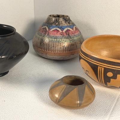 Navajo, Hopi, and Black-on-black Southwest Art Pottery, 4 Pcs