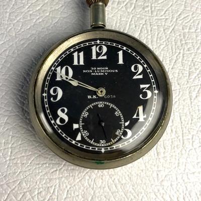 Antique WWI R.F.C. PIlots Mark V Pocketwatch, Black Face - Not Tested