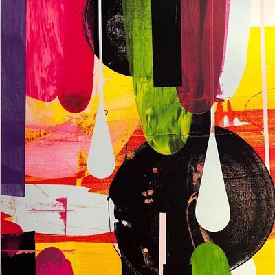 Abstract Print on Stretched Textile Art- Large Piece