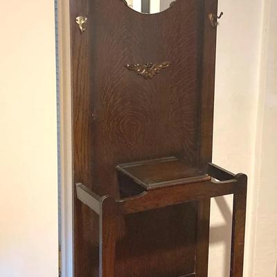 Vintage Dark Wood Hall Tree