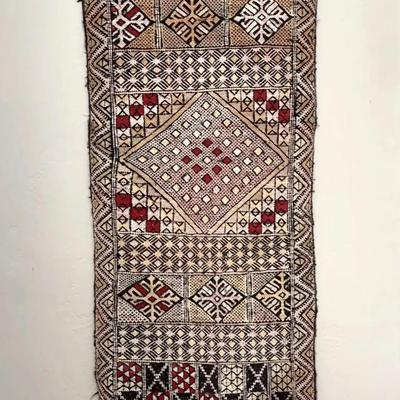 Turkish Kilim Textile Wall Hanging Folk Art 15x47” - Wool