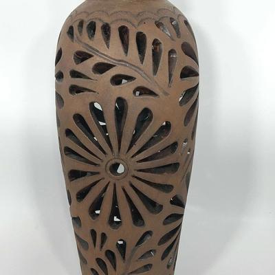 Brown Oaxacan Pottery Filigree vase
