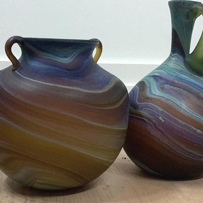 Hebron Glass Factory Phoenician Vase, Water Jugs And  Goblets 