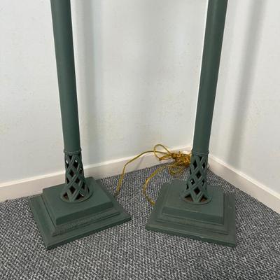 Pair of torchiere floor lamps w/ metal shafts 