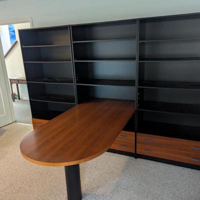 Sale Photo Thumbnail #185: Threes large bookcases w/ optional desk