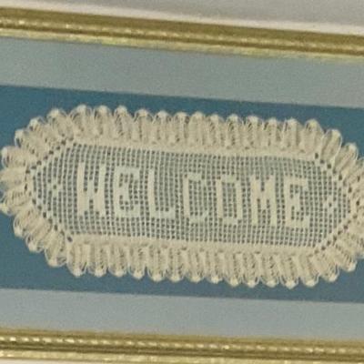 Sale Photo Thumbnail #58: Crochet welcome framed