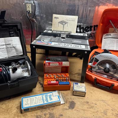 Skilsaw Circular Saw and Craftsman Router with Table and Accessories