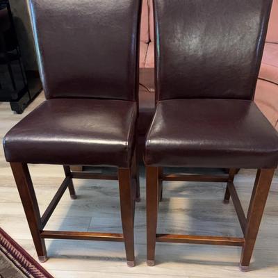 2 Bar Height Leather Stools Seat 26”h