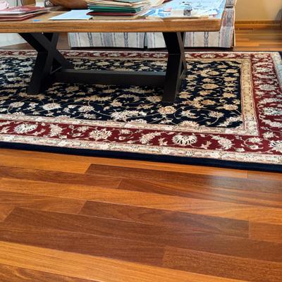 69” X 105” Wool Rug Burgundy, Tan, Black Floral