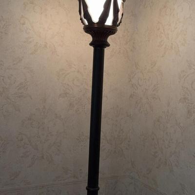 Vintage Torchiere Floor Lamp With Frosted Glass 